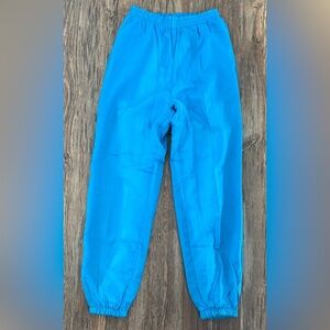Marina Bay Nylon Track Pants Womens Lg High Rise Windbreaker Neon Blue Vtg 90s